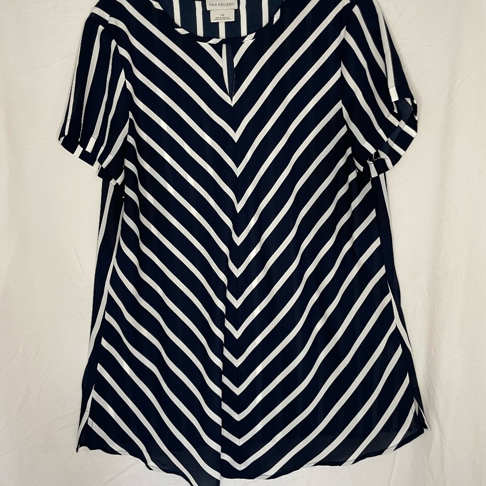 Navy Striped Shirt | Van Heusen | Size Large